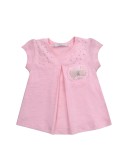 Girls\' blouse with a bow, light pink NDZ37096 - Online store - Boutique